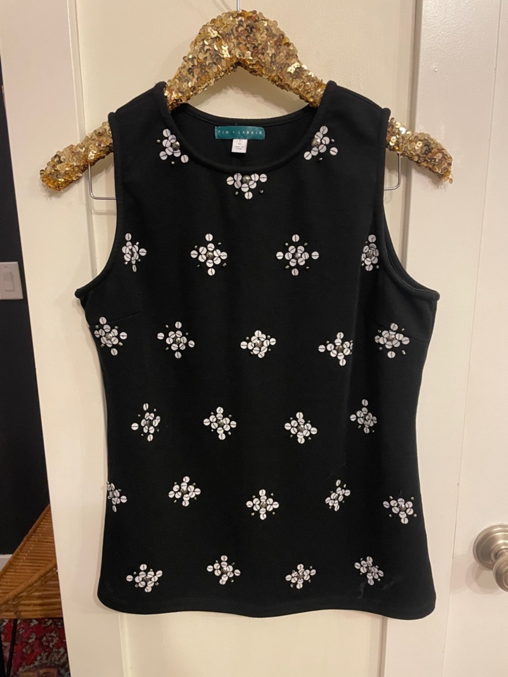Black Sleeveless Embellished Tank medium